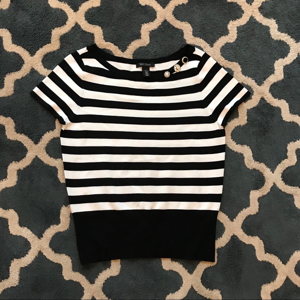 White House black market stripe broach top